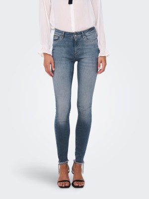 Women Jeans Only Blush Mid Sk Ank Raw Dnm Rea231 Special Blue Grey Denim